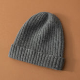 Women's Ribbed Cashmere Beanie Knitted Thickened Cashmere Hat